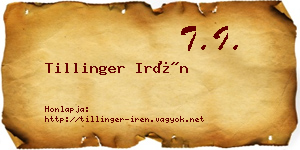 Tillinger Irén névjegykártya